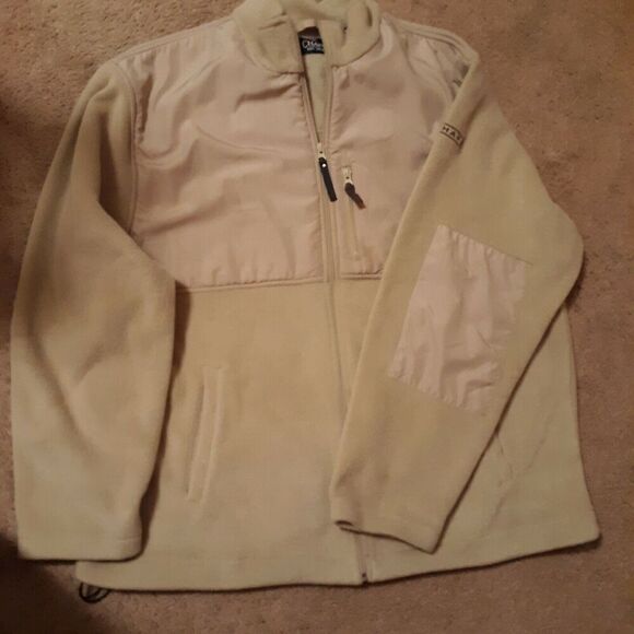 Men’s Chaps Fleece Jacket Size XL/TG Full Zip Tan Drawstring Waist LNC - Picture 1 of 12